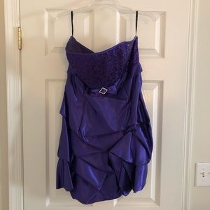 Purple strapless dress
